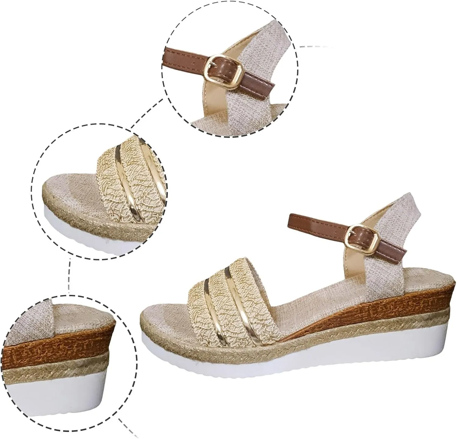 Women's Espadrilles Wedge Sandals Open Toe Ankle Strappy Vintage Lightweight Platform Sandals 2024 Fashion Trendy Stylish Summer Dress Shoes