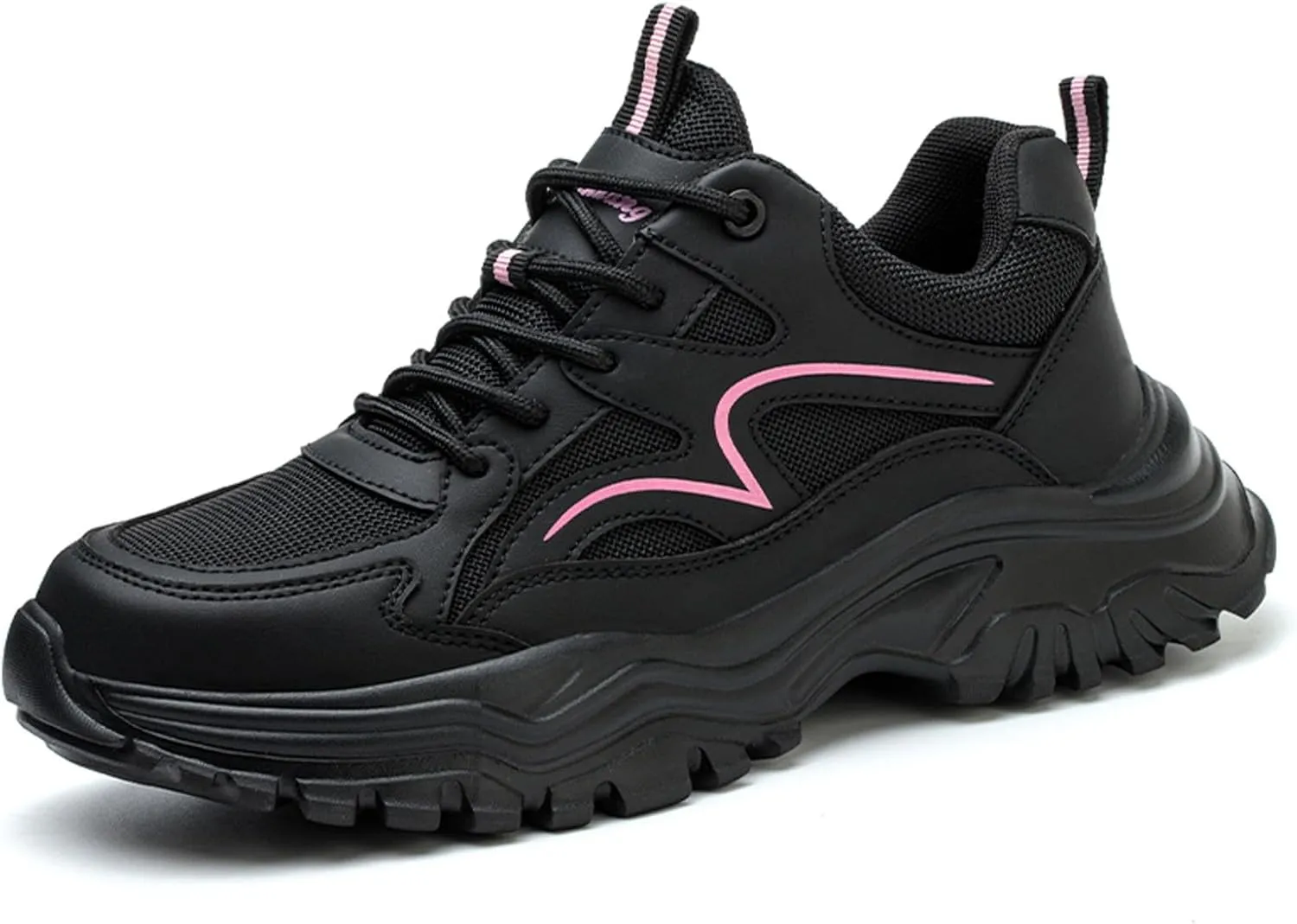 Women's Fashion Mesh Lace Up Velvet Thick Soled Labor Protective Shoes Boots Work Water Shoes for Women Peach
