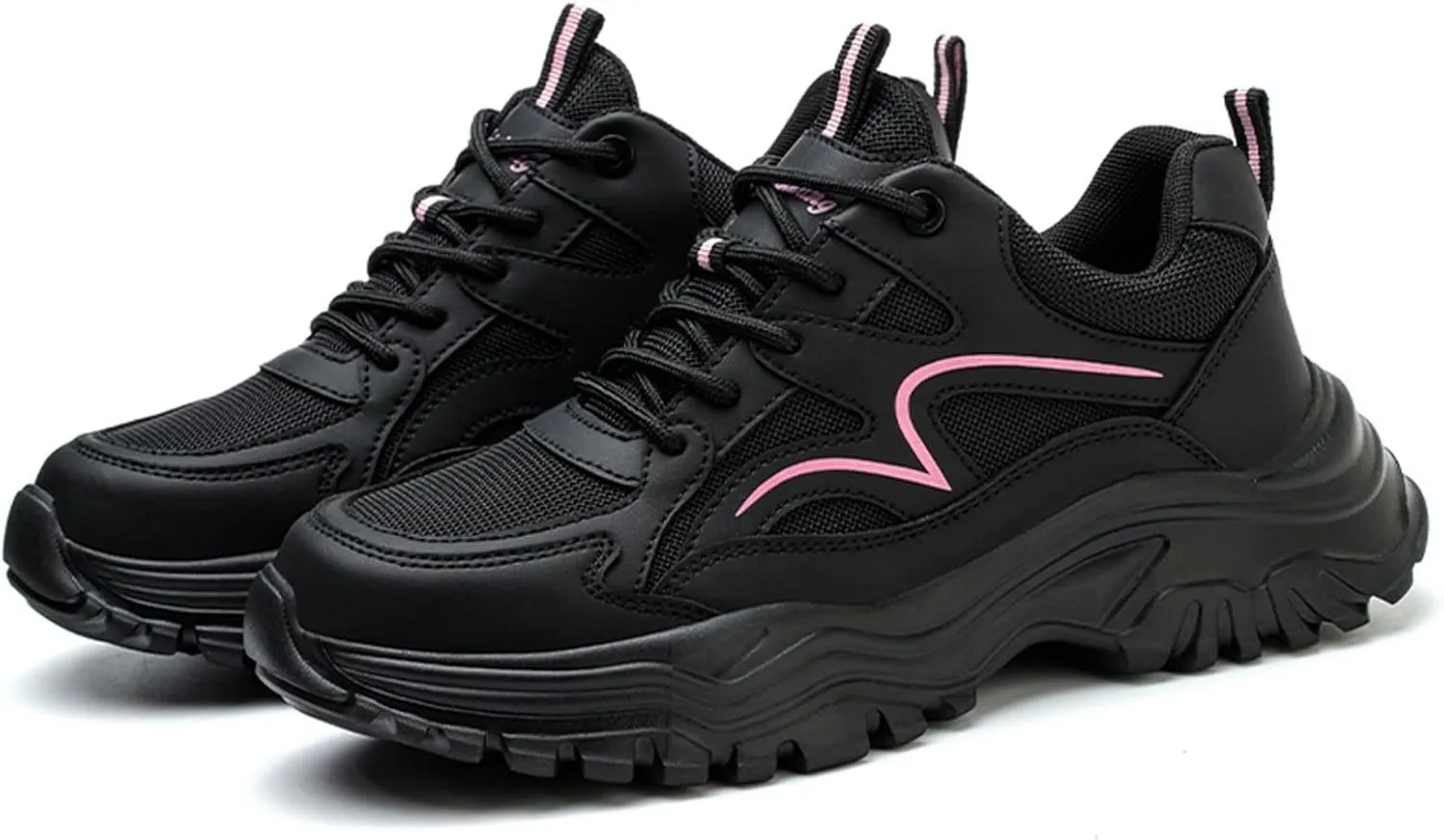 Women's Fashion Mesh Lace Up Velvet Thick Soled Labor Protective Shoes Boots Work Water Shoes for Women Peach