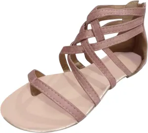 Women's Gladiator Sandals Comfortable Cross Strap Flats Dressy Summer Slip On Beach Slides Wide Width Open Toe Roman Sandals