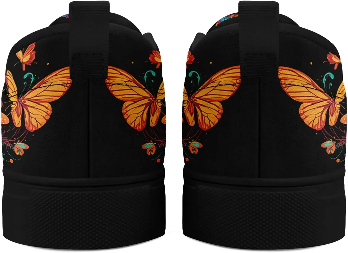 Women's Gothic Skull Slip Ons Sneakers Elastic Canvas Casual Loafers Rock &Punk Low Top Walking Shoes for Men