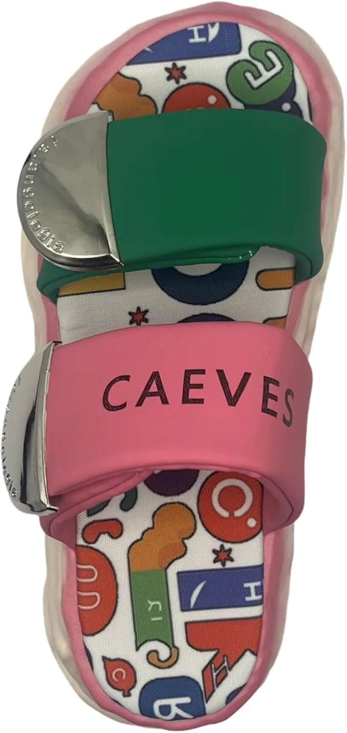 Women's Graffiti One Foot Stirrup Flat Sandals Summer Colorful Cartoon Printed Letters Thick Bottom Double Strap Design Leisure Beach Sandals Slippers