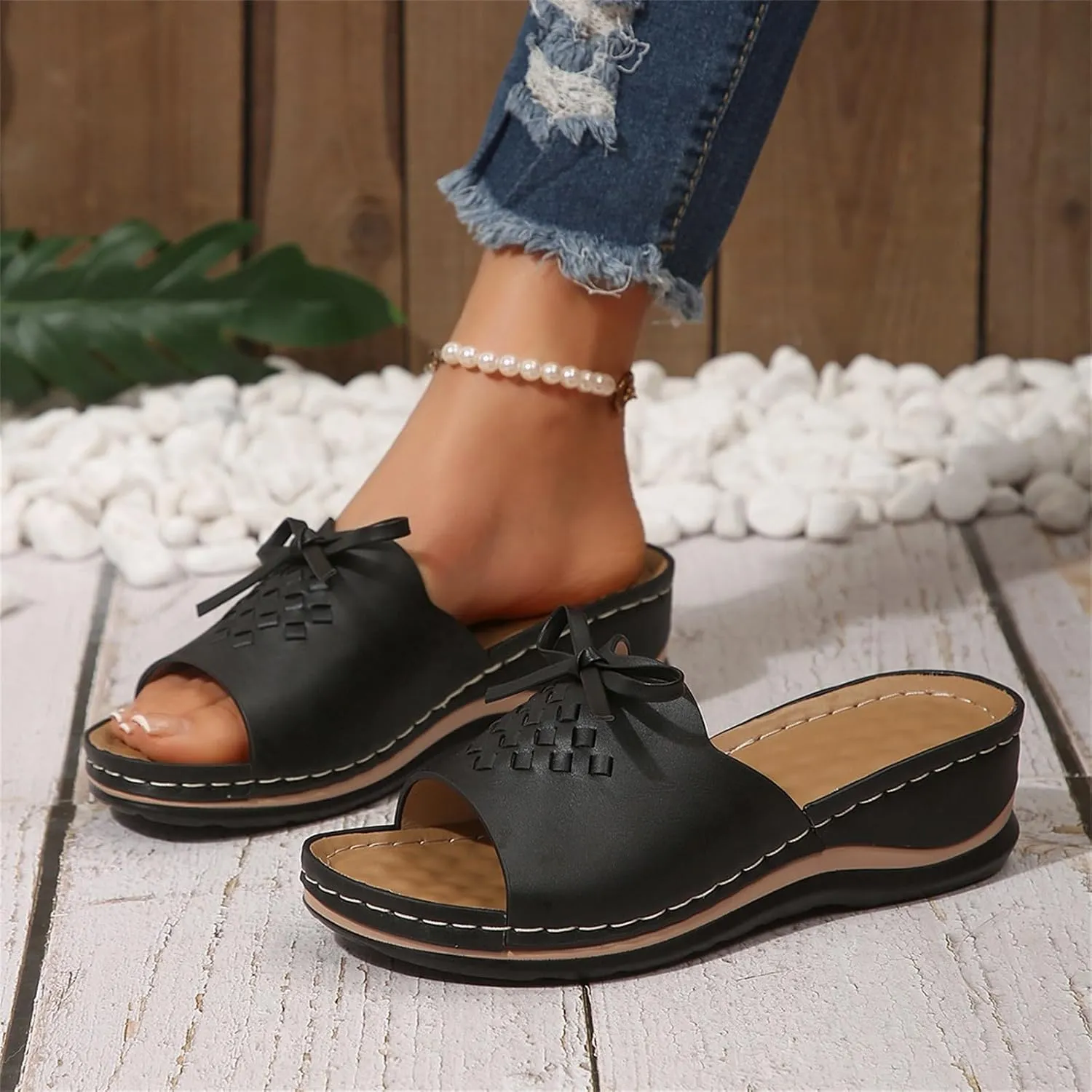Womens Heeled Sandals Open Toe Slip On Block Chunky Ankle Strap Comfortable Backless Slide Dressy Flat Arch Support 2025 Summer High Heels on Platform Mules Shoes Casual Fish Mouth Slippers