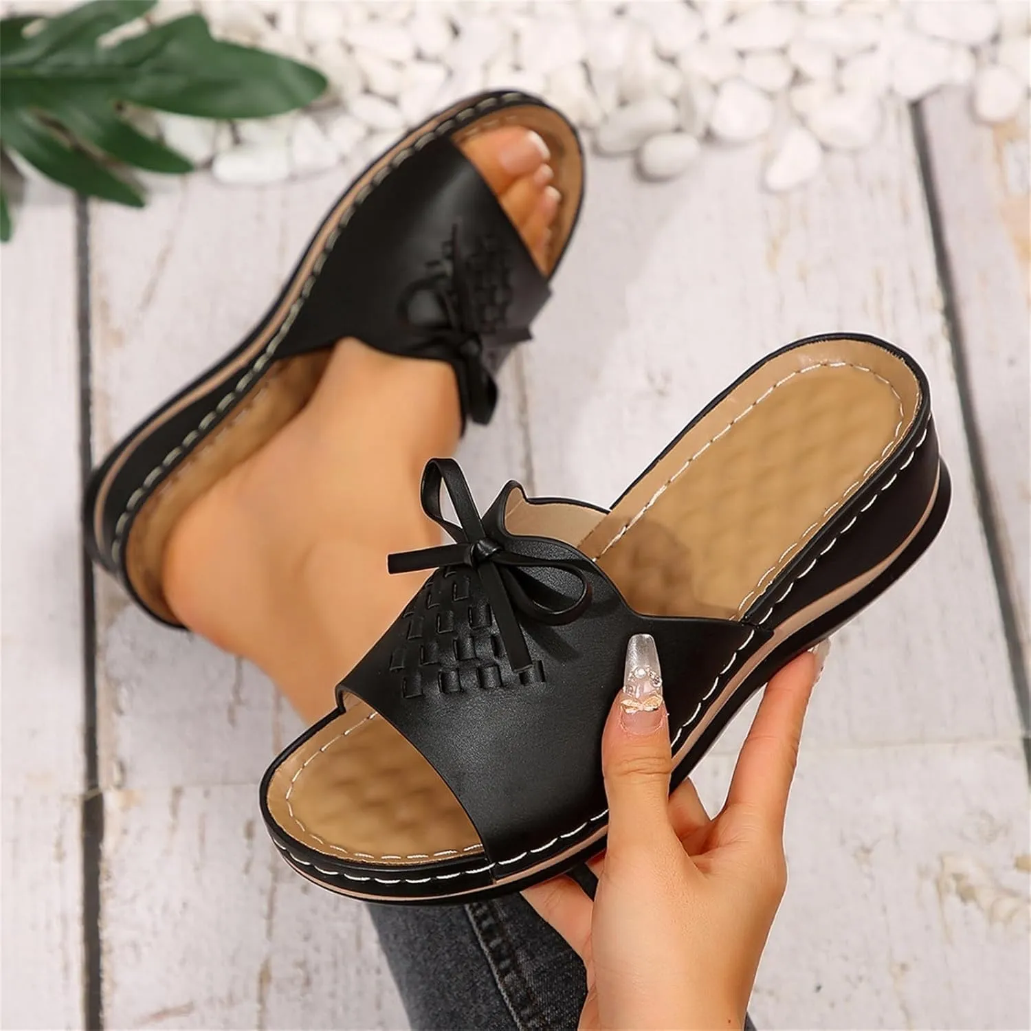 Womens Heeled Sandals Open Toe Slip On Block Chunky Ankle Strap Comfortable Backless Slide Dressy Flat Arch Support 2025 Summer High Heels on Platform Mules Shoes Casual Fish Mouth Slippers