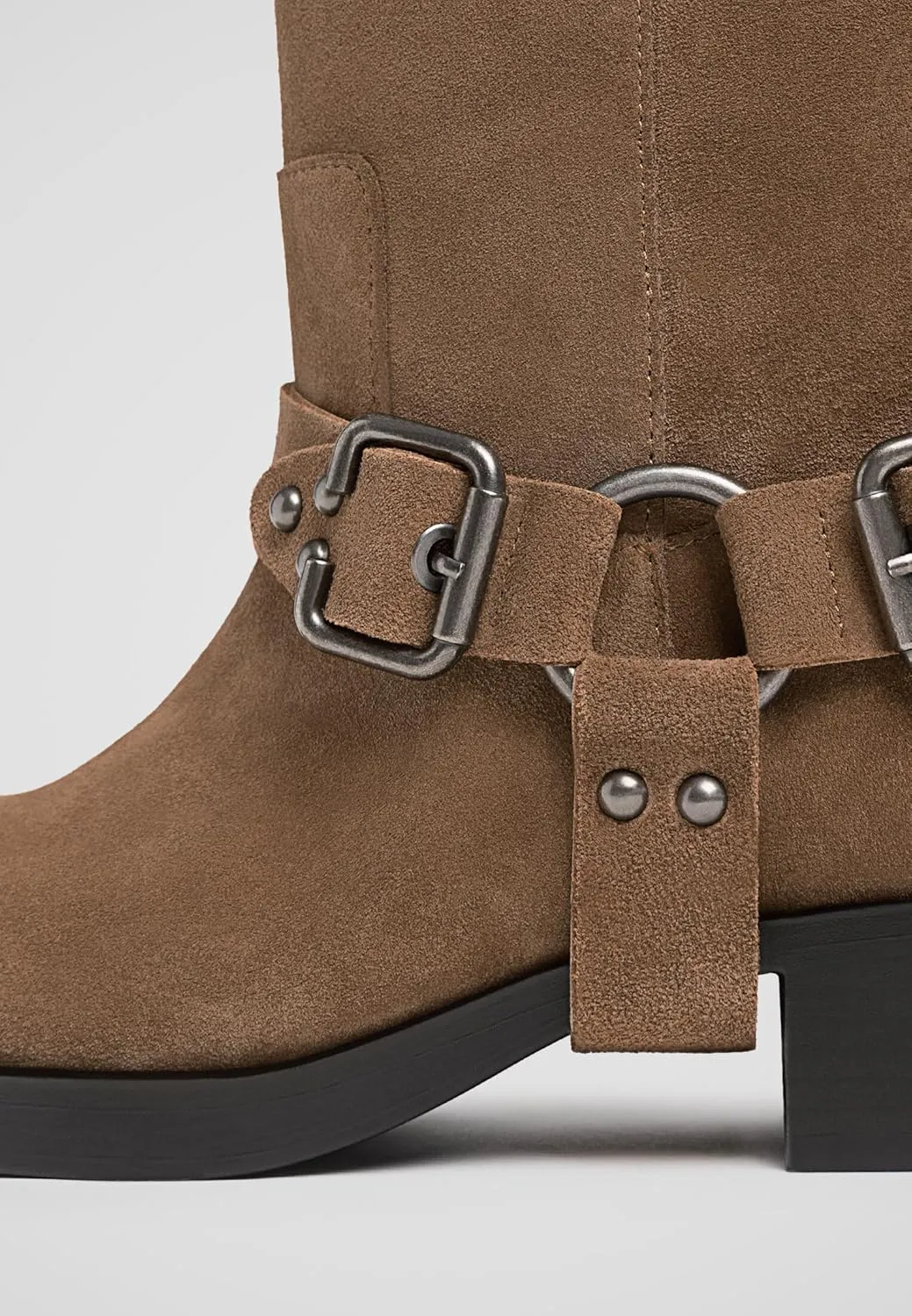 Women's Knee High Adjustable Riding Boots Muti Buckle Strap Square Toe Wedge Boots For Women Motorcycle Punk Pull On Boots