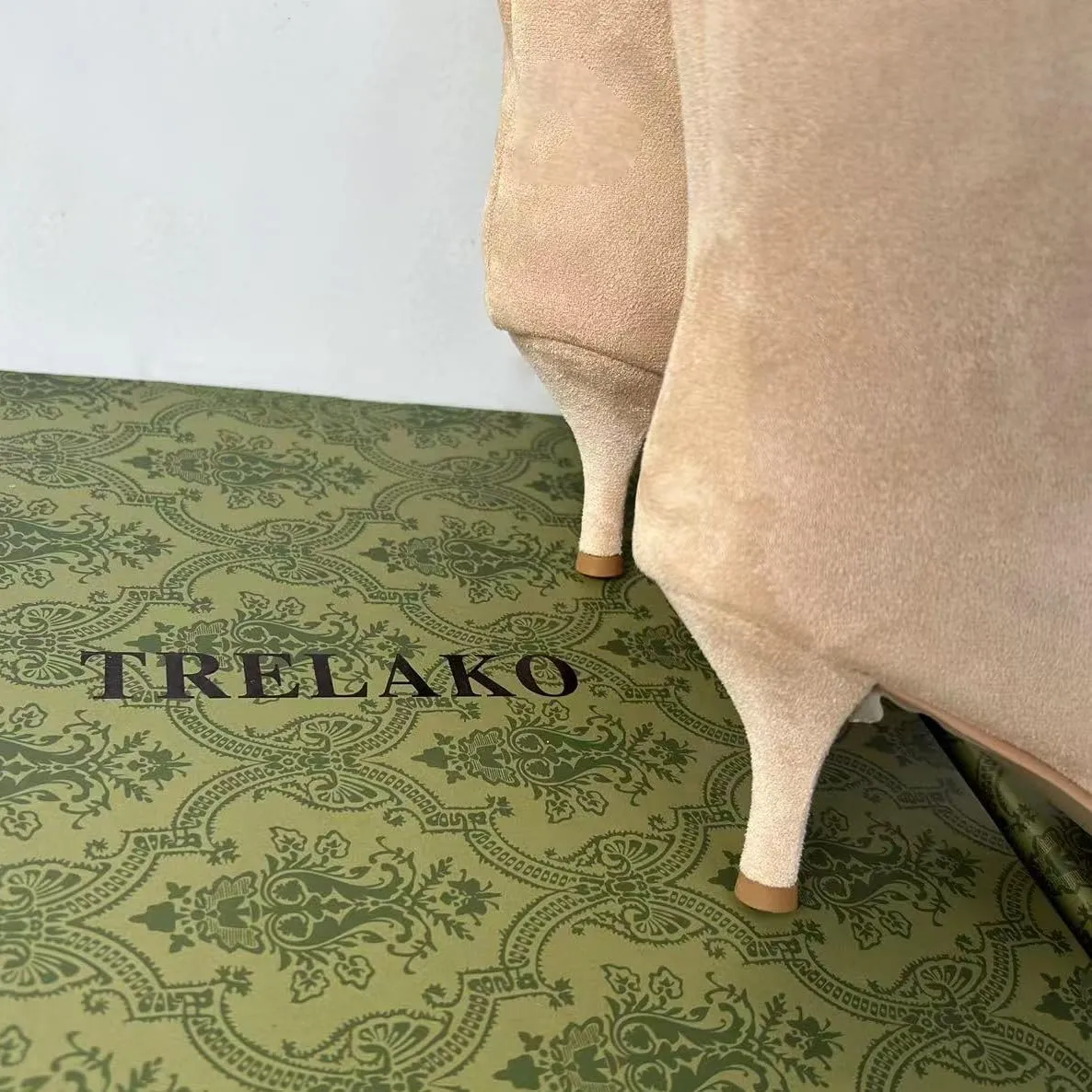 Women's Knee High Boots Green Suede Wide Calf Stiletto Long Booties Square Toe Pull On High Heel Riding Boots for Women Ladies Fashion Dress Tall Boots