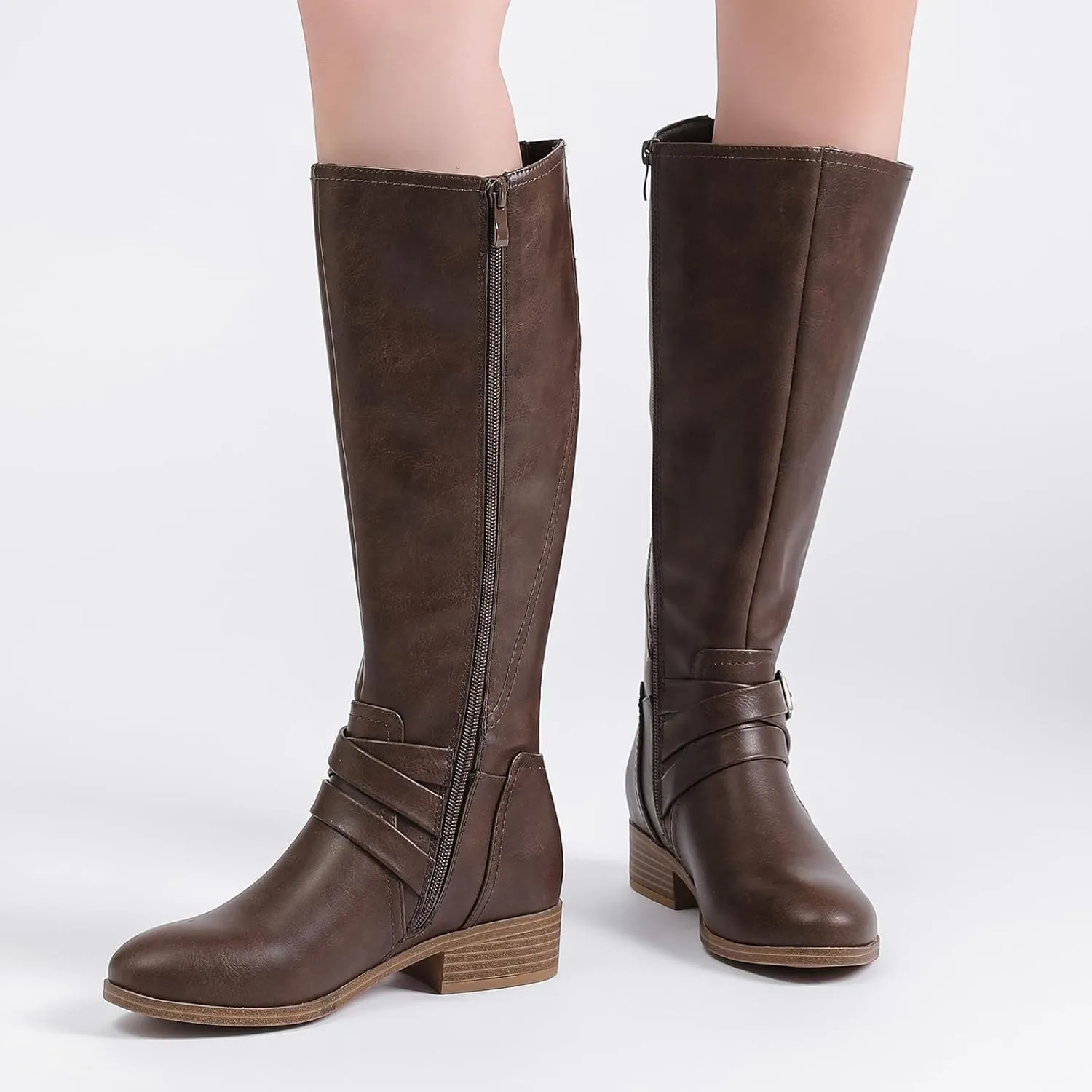 Women's Knee High Boots - Stylish and Comfortable Round Toe Low Heel Riding Combat Tall Boots with Side Zipper Closure for Fall and Winter Wear For Women.