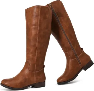 Women's Knee High Boots Stylish Comfort Round Toe Tall Riding Combat Boot Classic Fashion Fall Winter Boots for Women.