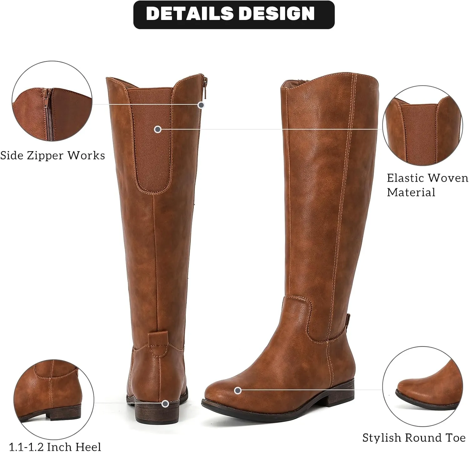 Women's Knee High Boots Stylish Comfort Round Toe Tall Riding Combat Boot Classic Fashion Fall Winter Boots for Women.