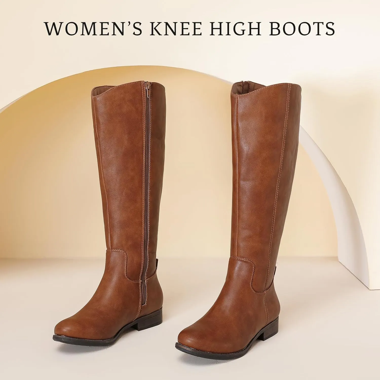 Women's Knee High Boots Stylish Comfort Round Toe Tall Riding Combat Boot Classic Fashion Fall Winter Boots for Women.