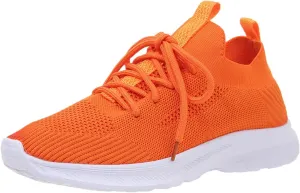 Womens Lightweight Breathable Flat Shoes Stylish Spand Summer Pumps Fashionable Woven Mesh Sports Sneakers Comfortable Red Flats (9 UK Orange)