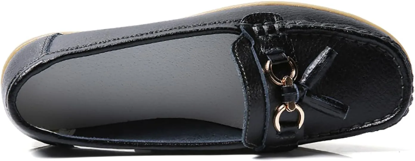 Women's Loafers Slip On Moccasins Casual Round Toe Soft Leather Lightweight Flats Driving Shoes Comfort Walking Shoes