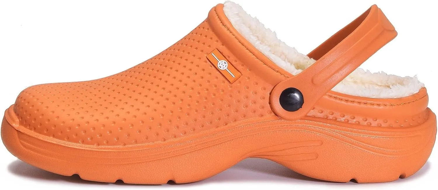 Womens Mens Fur Lined Clogs Waterproof Garden Shoes Winter Warm House Slippers Indoor Outdoor Mules