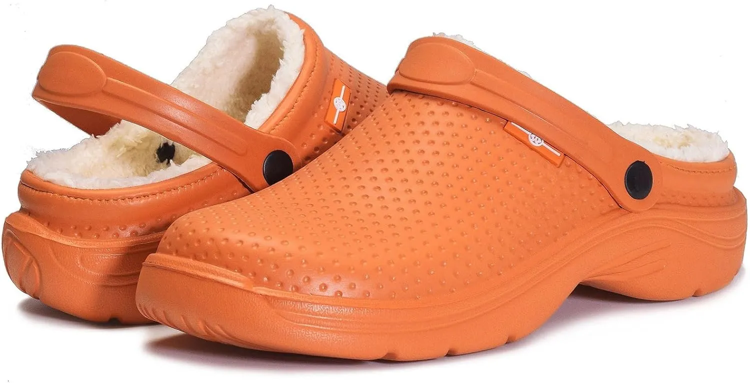 Womens Mens Fur Lined Clogs Waterproof Garden Shoes Winter Warm House Slippers Indoor Outdoor Mules