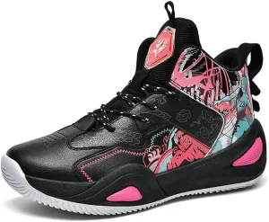 Womens Mens High-Top Basketball Shoes Breathable Lightweight Fashion Graffiti Athletic Sneakers Unisex Non Slip Outdoor Cushioning Training Sport Shoes