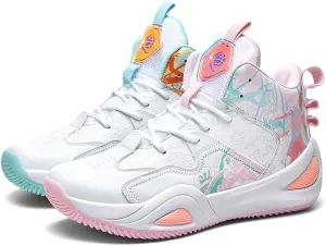 Womens Mens High-Top Basketball Shoes Breathable Lightweight Fashion Graffiti Athletic Sneakers Unisex Non Slip Outdoor Cushioning Training Sport Shoes