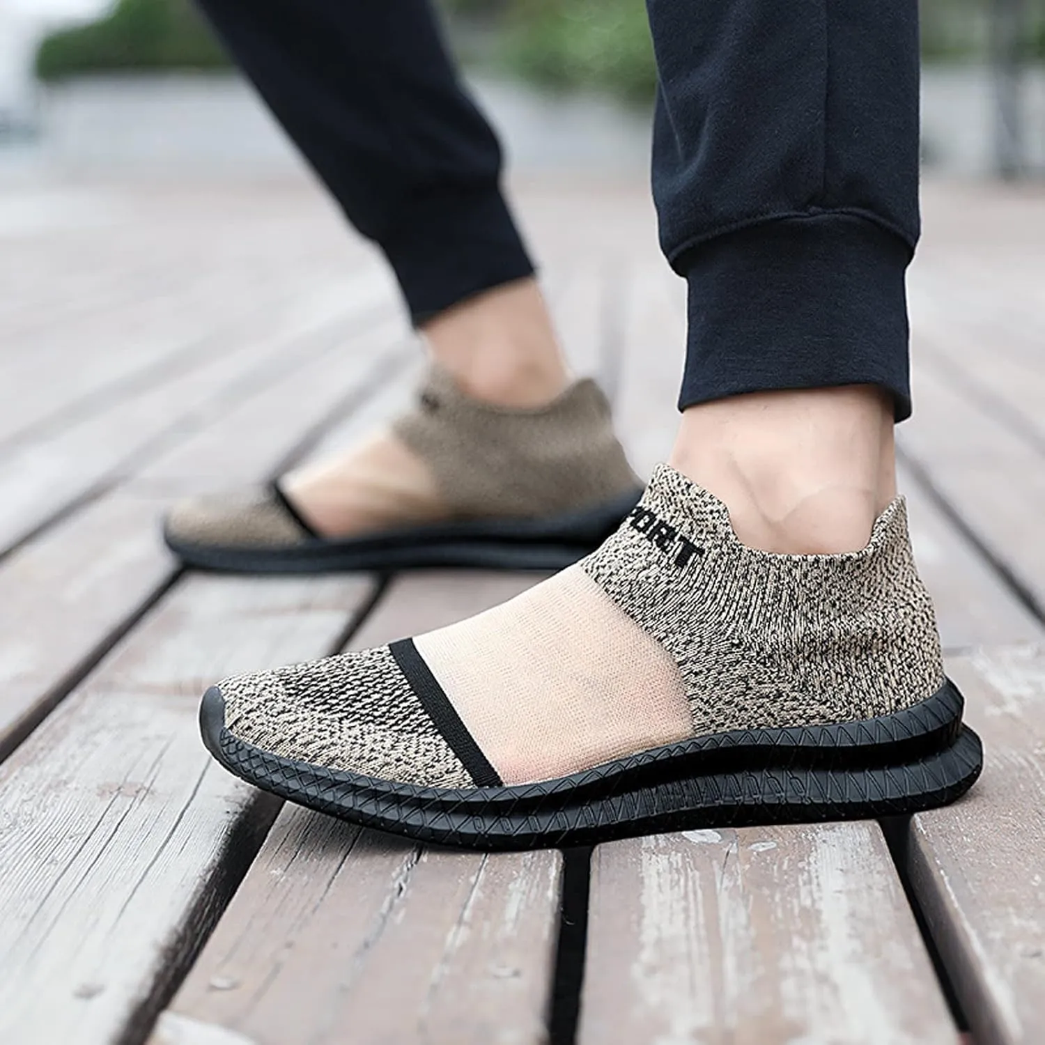 Women's Mesh Cutout Lightweight Sock Sneakers, Casual Breathable Walking Shoes Stylish Comfortable Slip-on Platform Loafers