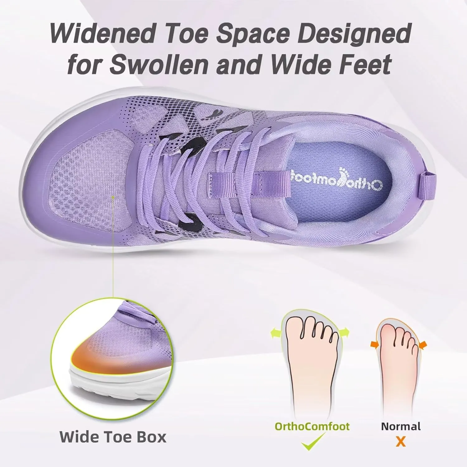 Women's Orthopedic Diabetic Wide Running Shoes: Comfortable Casual Arch Support Plantar Fasciitis Orthotic Sneakers, High Arch Swollen Work Tennis Sports Shoes for Foot and Heel Pain Relief