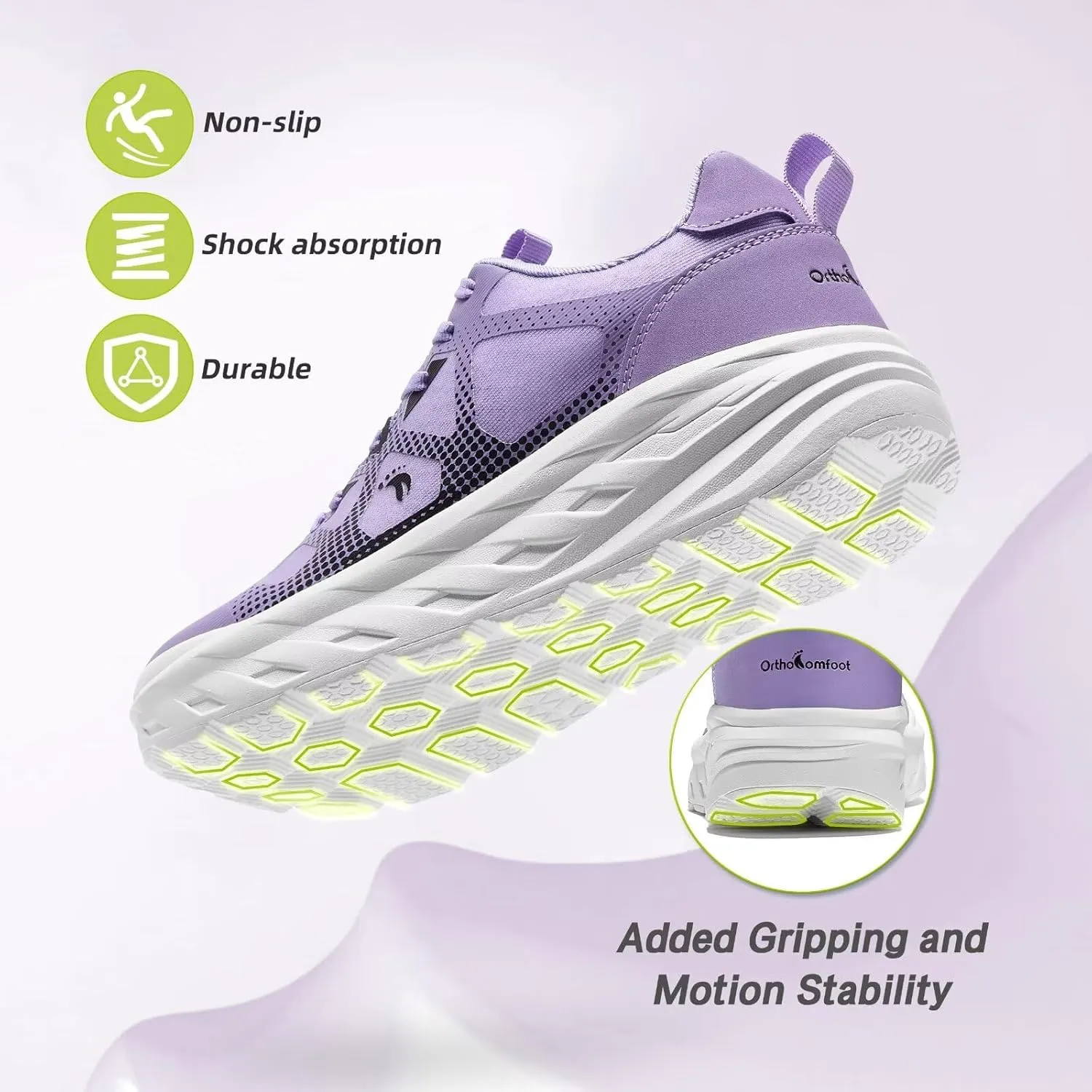 Women's Orthopedic Diabetic Wide Running Shoes: Comfortable Casual Arch Support Plantar Fasciitis Orthotic Sneakers, High Arch Swollen Work Tennis Sports Shoes for Foot and Heel Pain Relief