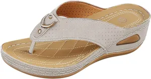 Womens Orthopedic Sandals Arch Support Wedge Platform Sandals Comfortable Flip Flops Casual Boho Open Toe Thong Slipper