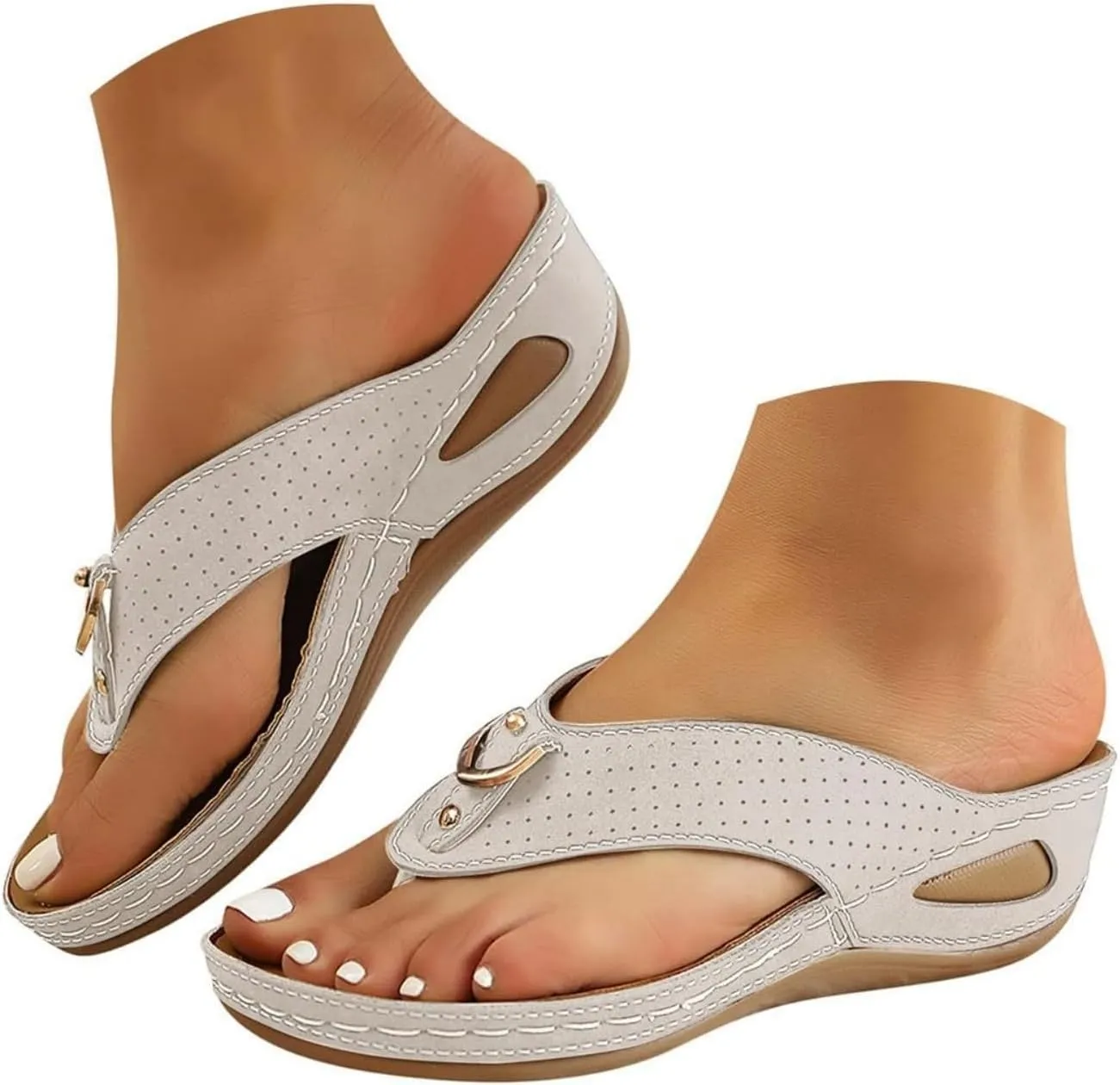 Womens Orthopedic Sandals Arch Support Wedge Platform Sandals Comfortable Flip Flops Casual Boho Open Toe Thong Slipper
