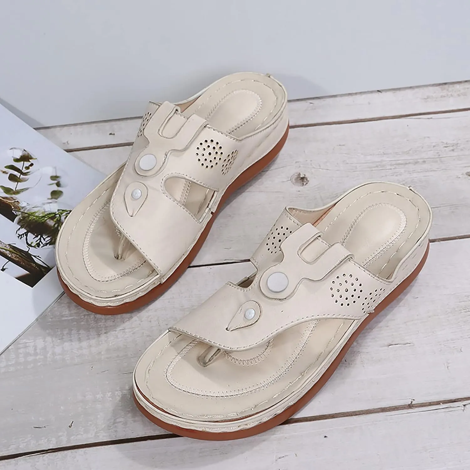 Women's Orthotic Cushion Flip Flops Women Summer Comfy Sandals Comfortable Plantar Fasciitis Bunion Flat Orthopedic Recovery Walking Dressy Casual Womens Outdoor Slides Non Slip-on Beach Shoes