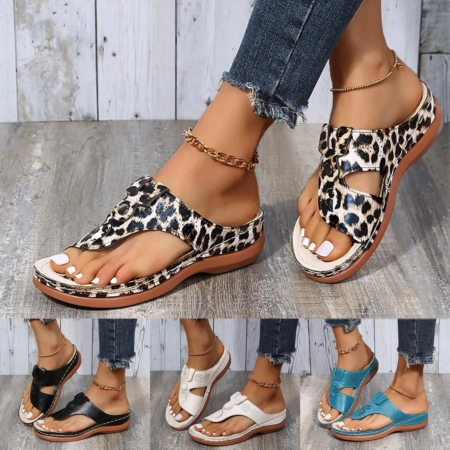 Women's Orthotic Cushion Flip Flops Women Summer Comfy Sandals Comfortable Plantar Fasciitis Bunion Flat Orthopedic Recovery Walking Dressy Casual Womens Outdoor Slides Non Slip-on Beach Shoes
