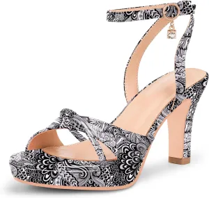 Women's Platform Ankle Strap Chunky High Heel Sandals Open Round Toe Party Dress Shoes