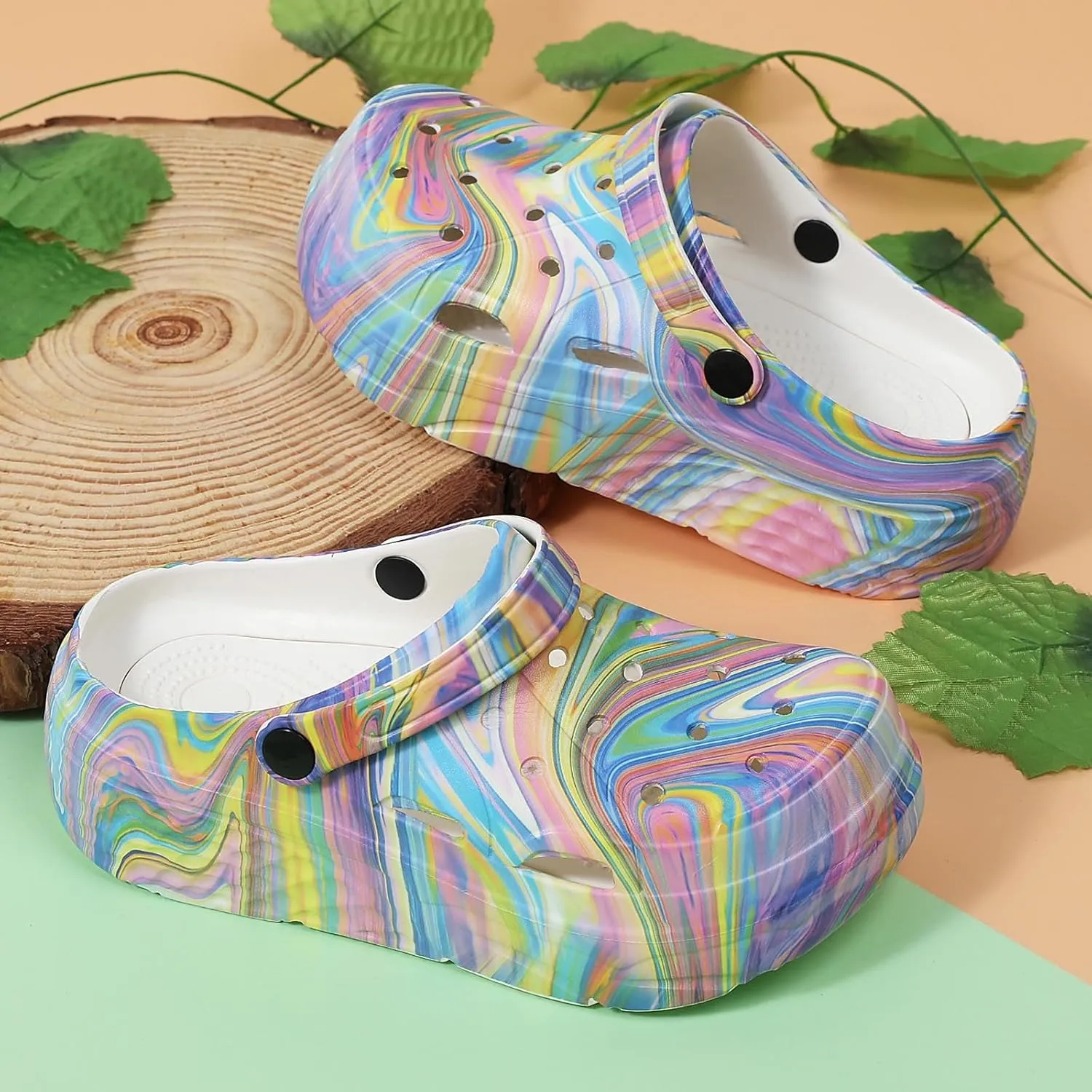 Women’s Platform Clogs Gardener Garden Shoes Hight Heels Mules Clog Slip on Wedge Sandals