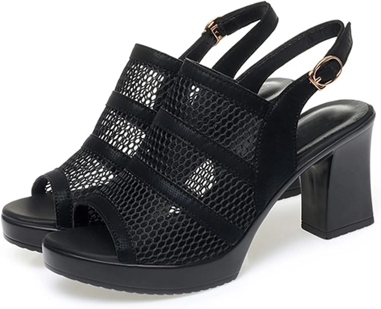 Women's Platform Fish Mouth Heeled Chunky Heeled Sandals Ankle Strap Wedge Sandals Comfortable Mule Dress Pumps