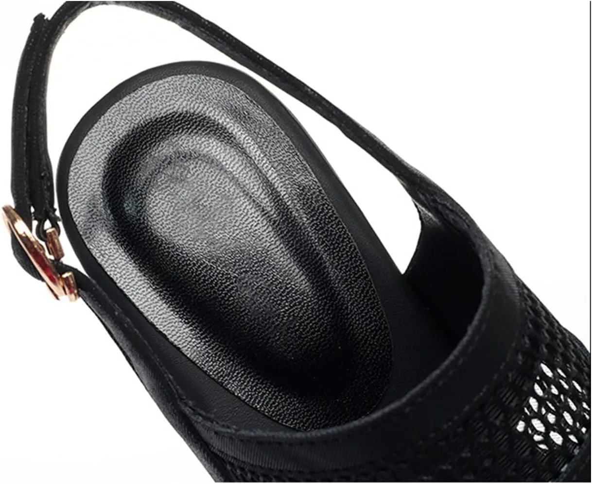Women's Platform Fish Mouth Heeled Chunky Heeled Sandals Ankle Strap Wedge Sandals Comfortable Mule Dress Pumps
