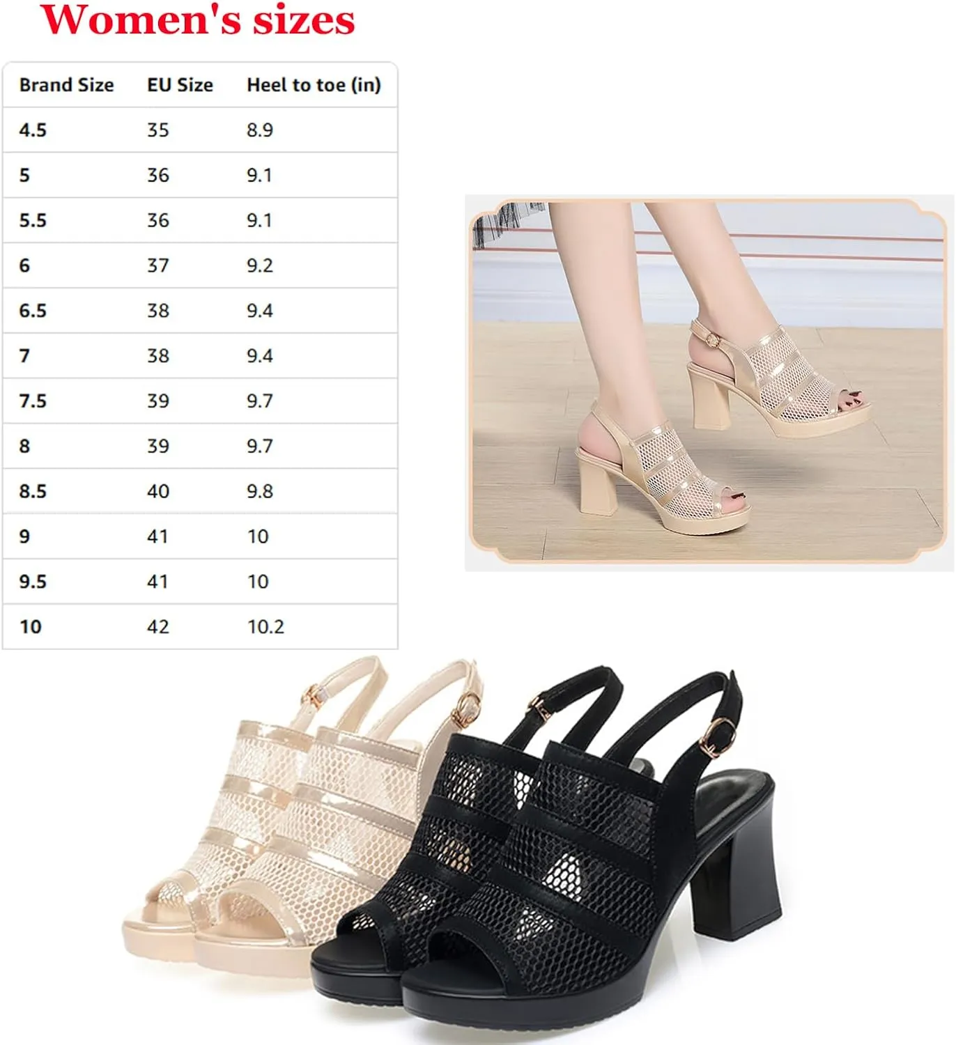 Women's Platform Fish Mouth Heeled Chunky Heeled Sandals Ankle Strap Wedge Sandals Comfortable Mule Dress Pumps