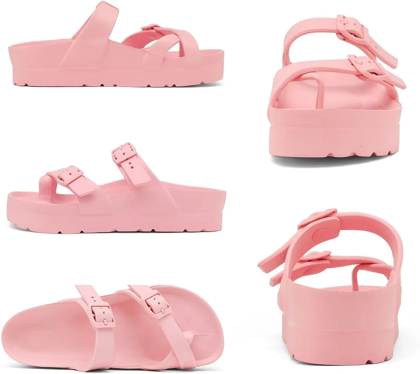 Women's Platform Flip Flops with Arch Support, Eva Lightweight Chunky Slide Sandals for Women, Fashion Comfort Summer Beach Sandal with Adjustable Buckle, Sandalias De Plataforma Para Mujer