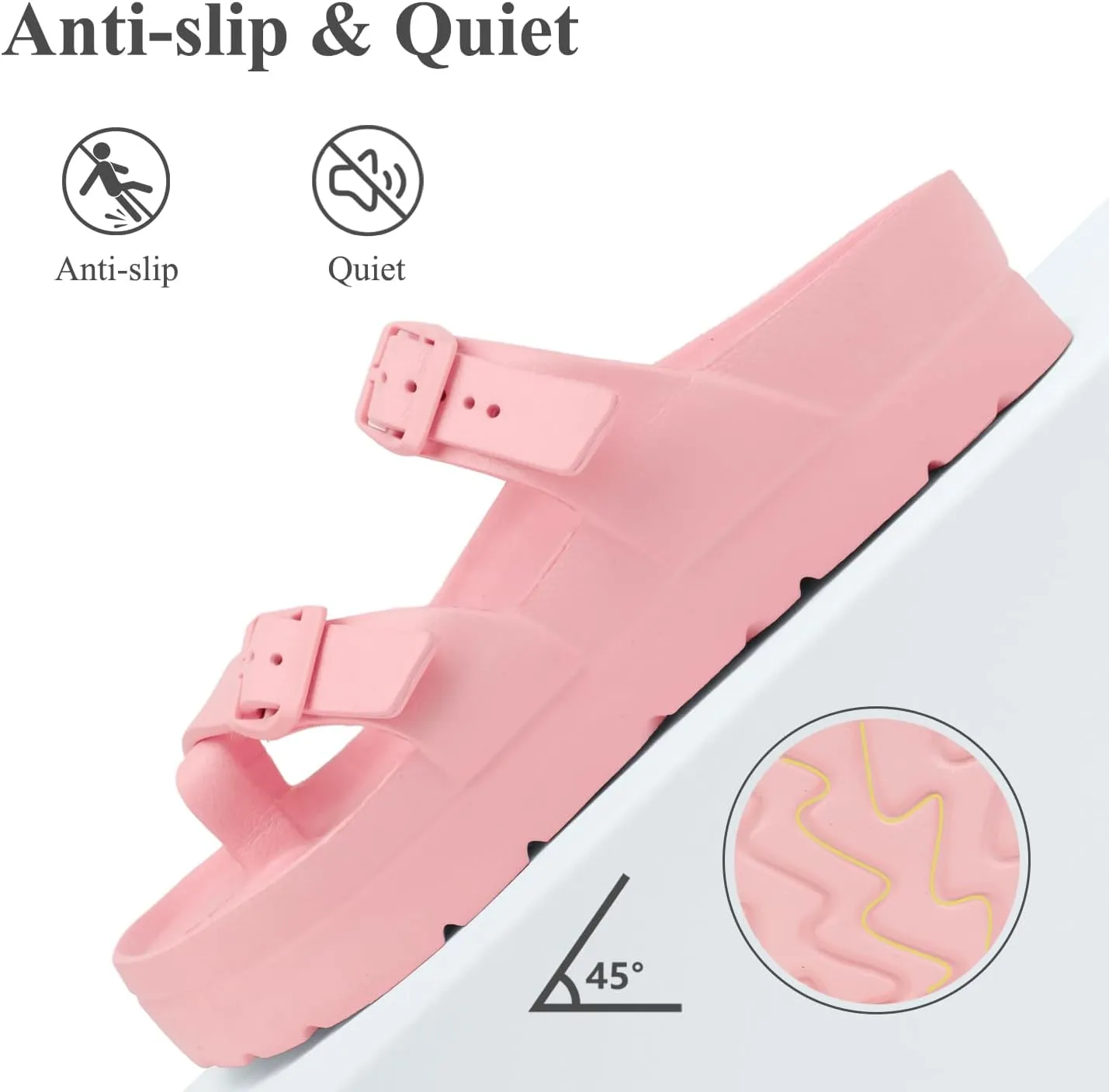 Women's Platform Flip Flops with Arch Support, Eva Lightweight Chunky Slide Sandals for Women, Fashion Comfort Summer Beach Sandal with Adjustable Buckle, Sandalias De Plataforma Para Mujer