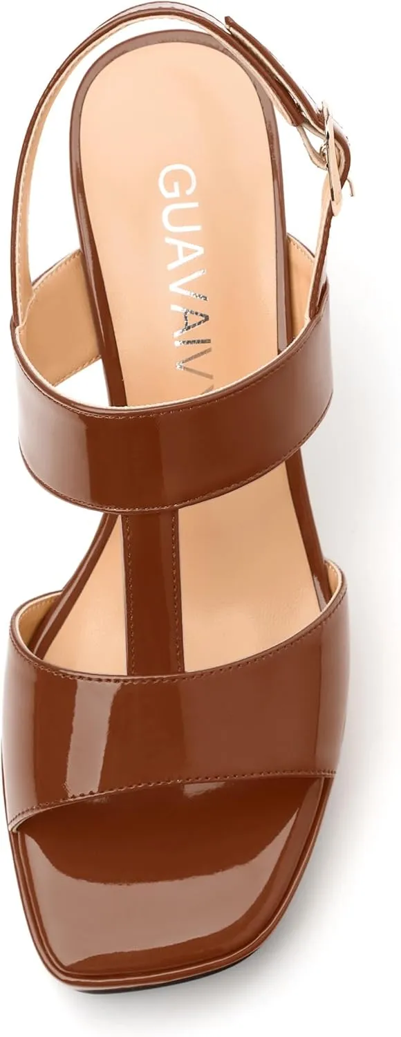 Women's Platform Sandals, Buckle Ankle Strap Open Toe Heeled Sandal, Fashion High Heel Sandals for Wedding Partying Dating