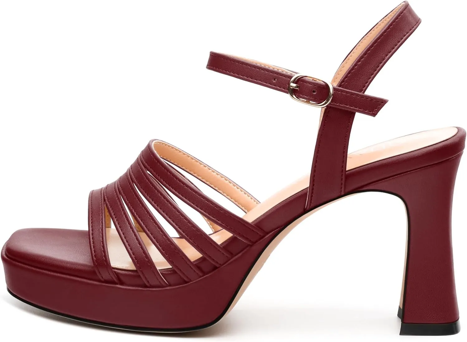 Women's Platform Sandals, Open Toe High Heels, Ankle Strap Buckle Fashion Heeled Sandal for Wedding Party Working