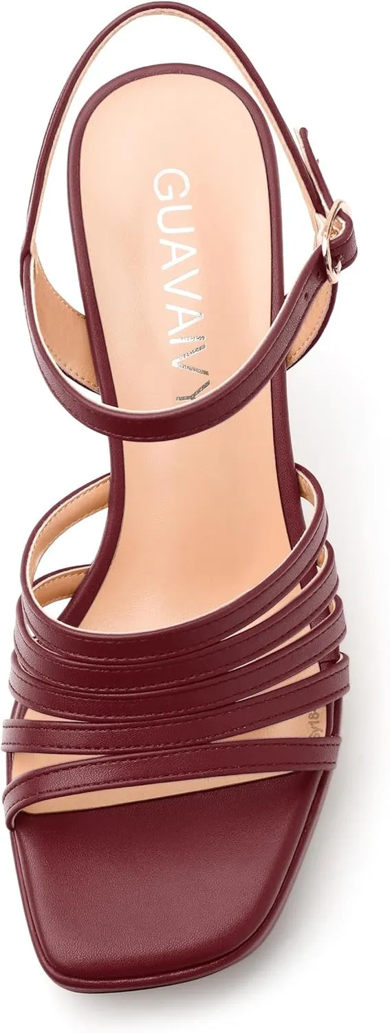 Women's Platform Sandals, Open Toe High Heels, Ankle Strap Buckle Fashion Heeled Sandal for Wedding Party Working