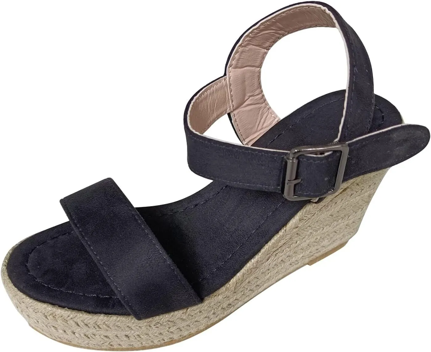 Womens Platform Sandals Wedge Ankle Strap Open Toe Sandals Platform Espadrilles Wedges, Single Bands Buckle Slip on Walking Shoes Summer Fashion Dress Shoes