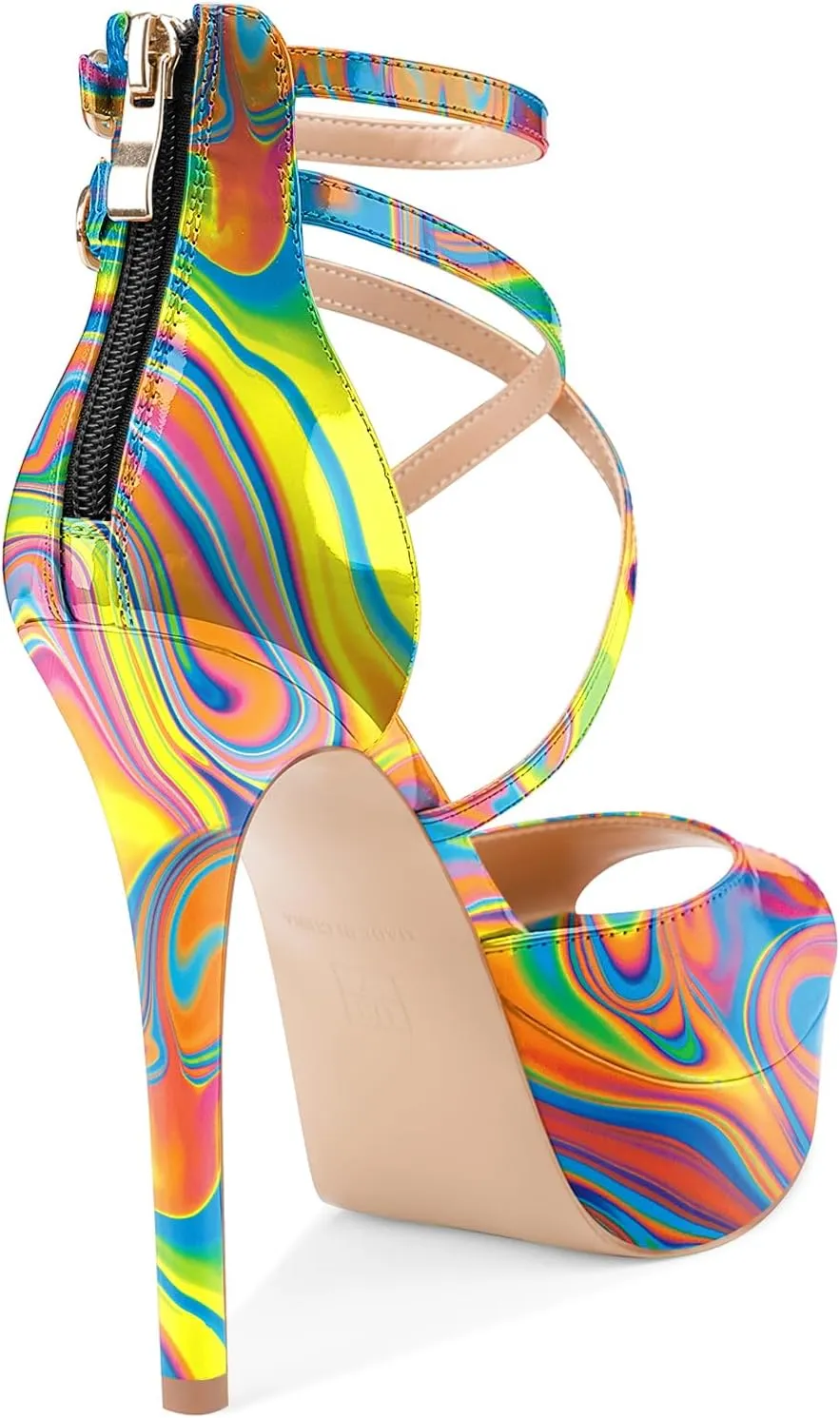 Women's Platform Stiletto High Heels Peep Open Toe Crisscross Stilettos Strappy Sandals Heeled Spring Summer Sandals for Ladies Comfy 5 Inch