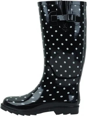 Women's Rain Boots Adjustable Buckle Fashion Mid Calf Wellies Rubber Knee High Snow Multiple Styles
