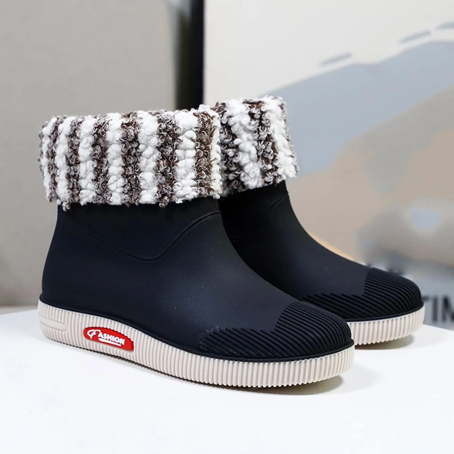 Womens Rain Boots Mid Calf Warm Lined Mens Grounded Footwear Fall Booties 2024 Orthopedic Barefoot Shoes Women Rain Boots Black Waterproof Mid Calf Womens Hiking Boots
