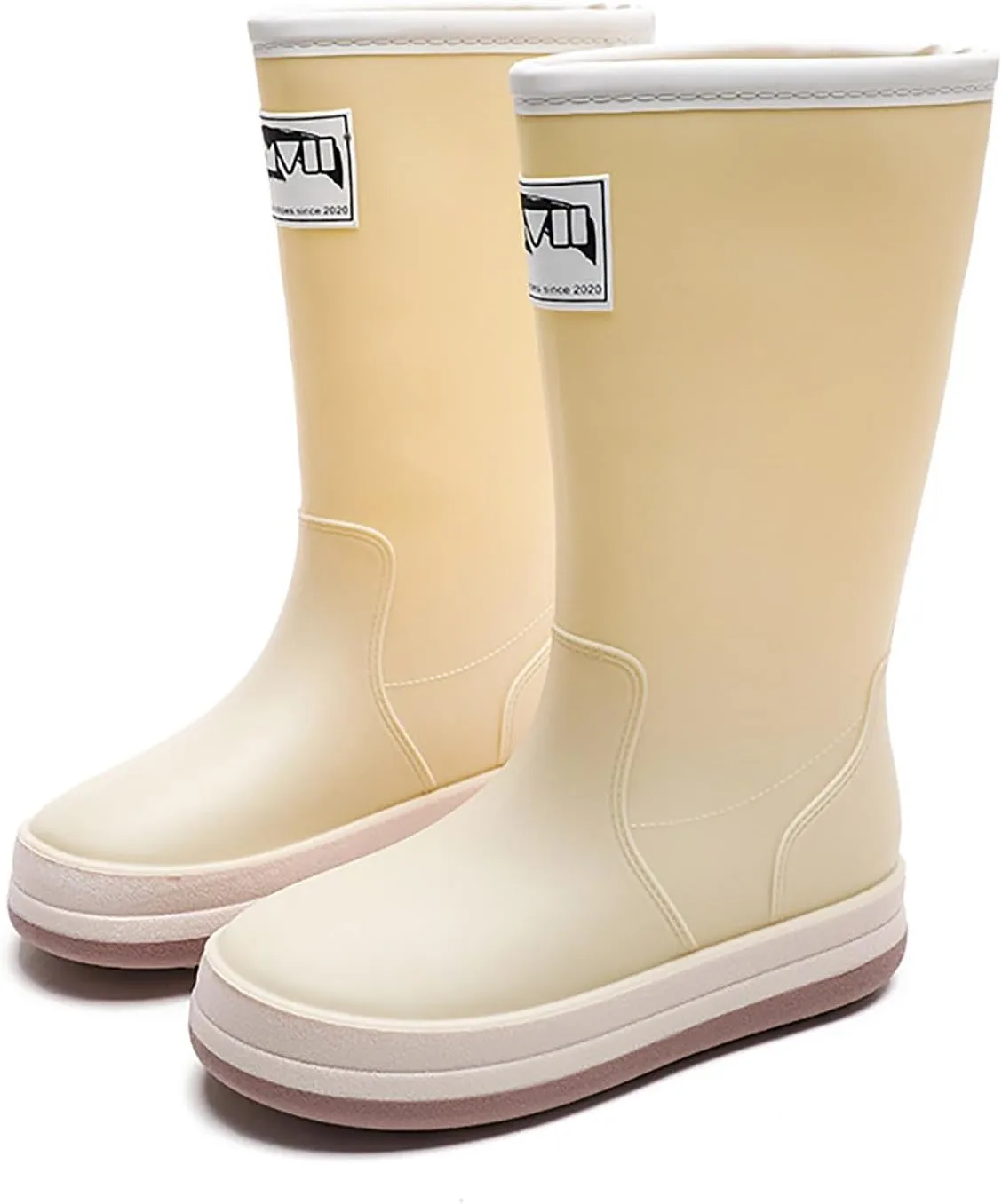Womens Rain Boots Tall Waterproof Mens Grounded Footwear Booties with Heel Non Slip Work Barefoot Shoes Mid Calf Rain Boots for Women,Waterproof Garden Knee High Boots