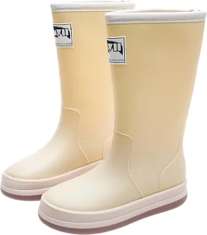 Womens Rain Boots Tall Waterproof Mens Grounded Footwear Booties with Heel Non Slip Work Barefoot Shoes Mid Calf Rain Boots for Women,Waterproof Garden Knee High Boots