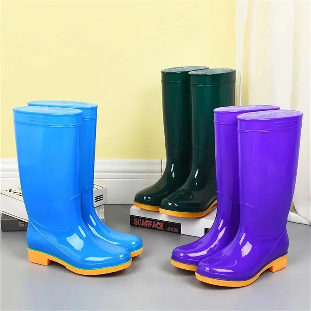 Womens Rubber Shoes Non-Slip Waterproof Shoes Rain Boots Midcalf Rubber Boots