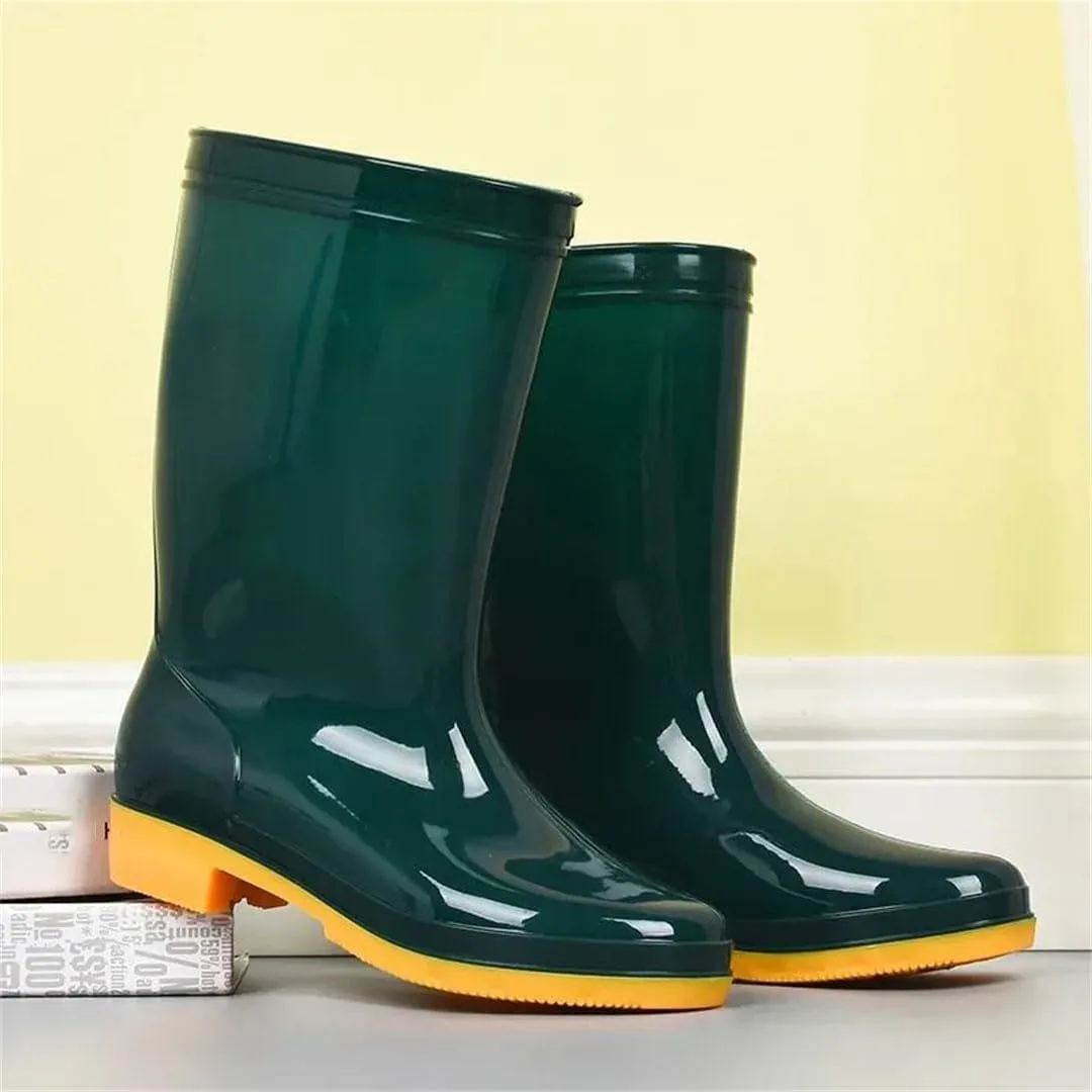 Womens Rubber Shoes Non-Slip Waterproof Shoes Rain Boots Midcalf Rubber Boots
