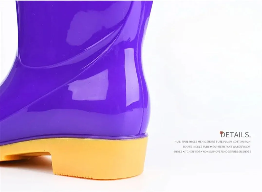 Womens Rubber Shoes Non-Slip Waterproof Shoes Rain Boots Midcalf Rubber Boots