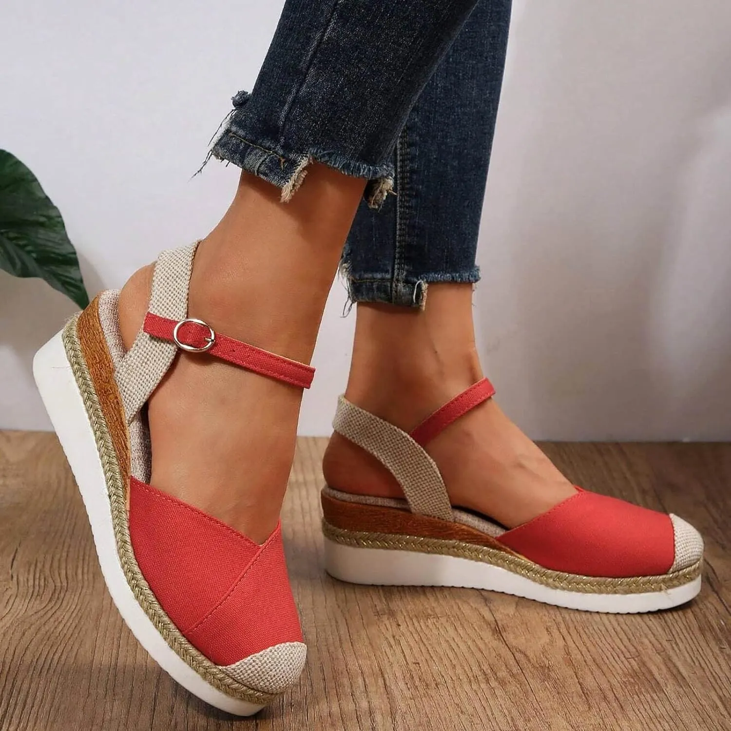 Women'S Sandals 2025 Closed Toe Platform Vacation Wedges Shoes Waterproof Espadrilles For Resort Espadrille Summer Heels