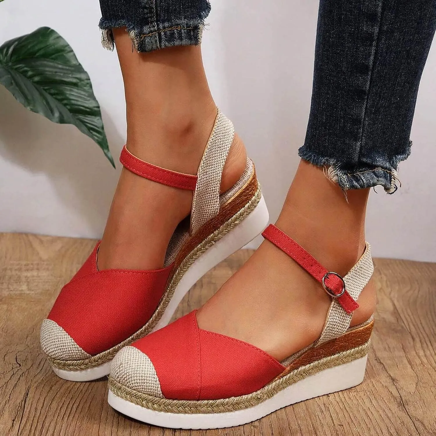 Women'S Sandals 2025 Closed Toe Platform Vacation Wedges Shoes Waterproof Espadrilles For Resort Espadrille Summer Heels