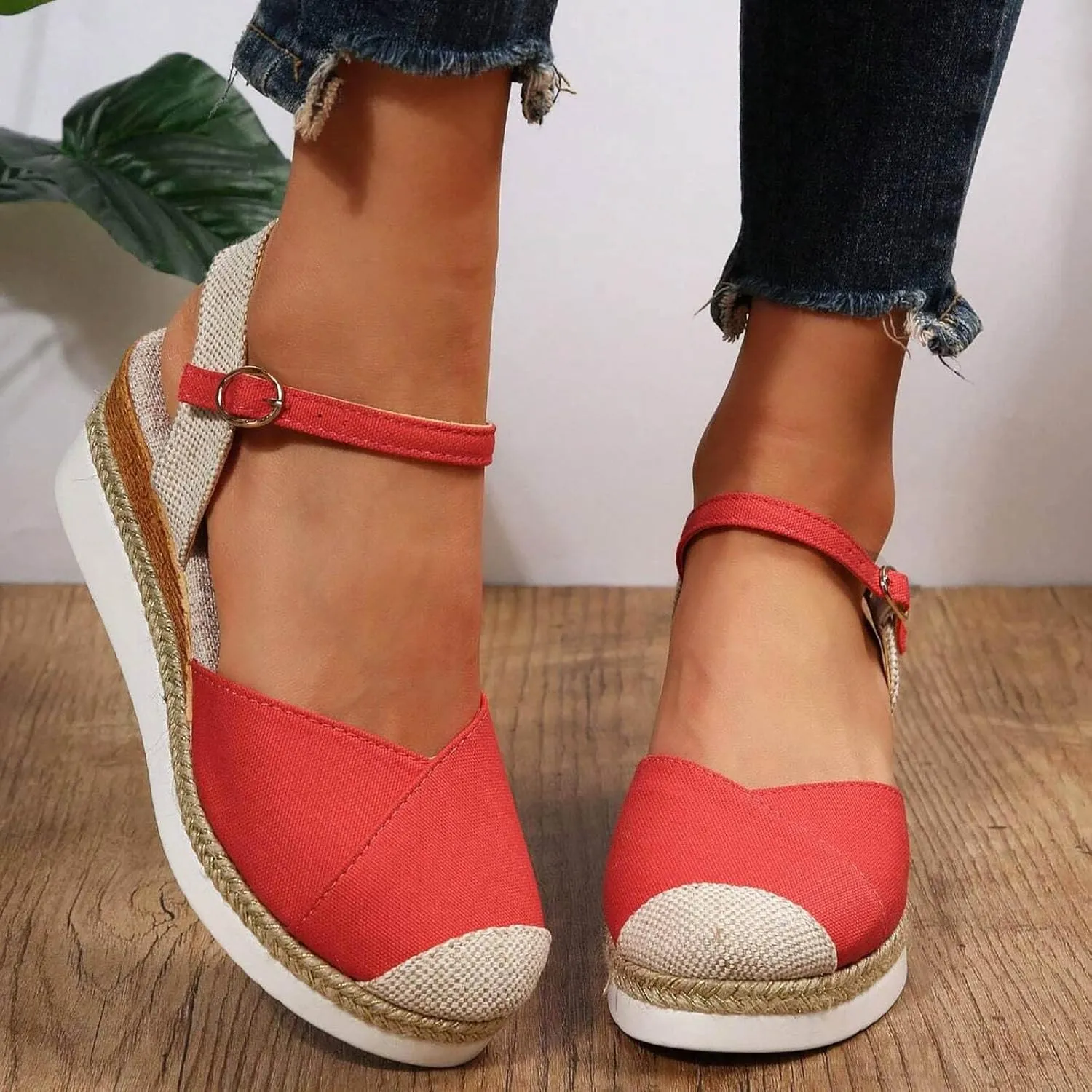 Women'S Sandals 2025 Closed Toe Platform Vacation Wedges Shoes Waterproof Espadrilles For Resort Espadrille Summer Heels