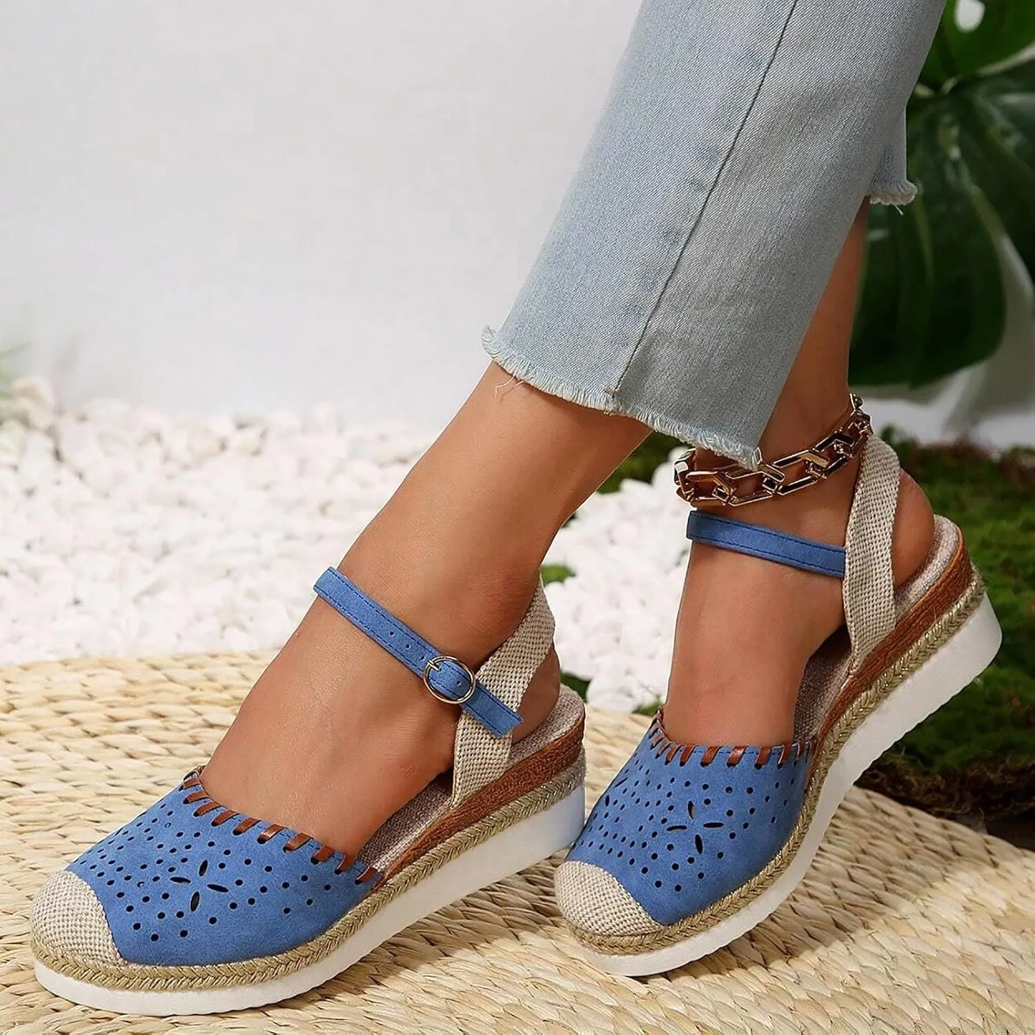 Women'S Sandals 2025 Closed Toe Platform Vacation Wedges Shoes Waterproof Espadrilles For Resort Espadrille Summer Heels